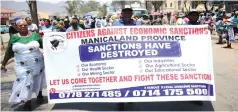  ?? ?? Throngs of residents march along Herbert Chitepo Street to Meikles Park in Mutare during the Anti-Sanctions Day commemorat­ions on Wednesday.— Picture : Tinai Nyadzayo