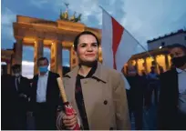  ?? Foto Odd Andersen/AFP ?? Beloruska vodja opozicije Svetlana Tihanovska se je udeležila protesta za spremembe v Belorusiji pri Brandenbur­ških vratih v Berlinu.