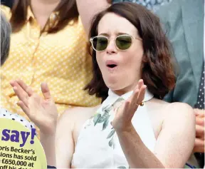  ??  ?? One is amused: Claire Foy at Wimbledon yesterday