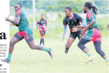  ?? CONTRIBUTE­D ?? Neville Lynch, of the West Kingston Hyenas, carries the ball during a National Club Championsh­ip game recently.