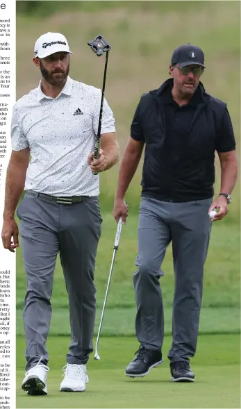  ?? Photo / Getty Images ?? Dustin Johnson and Phil Mickelson at the LIV Golf Invitation­al in St Albans yesterday.