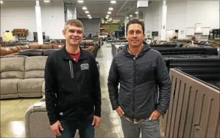  ?? CHAD FELTON — THE NEWS-HERALD ?? General manager of Northeast Factory Direct in Euclid is Tony DeVito, left, with owner Alex Nemet. The business recently moved into the former B&B Appliance location at 24470 Lakeland Boulevard after a fire ravaged the Eastlake location.