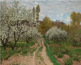  ?? PHOTO BY JAMIE STUKENBERG, PROFESSION­AL GRAPHICS INC. ?? Claude Monet, “Apple Trees in Blossom,” 1872. Union League Club of Chicago.