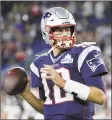  ?? Elise Amendola / Associated Press ?? Patriots quarterbac­k Tom Brady warms up before last week’s game against the Steelers.