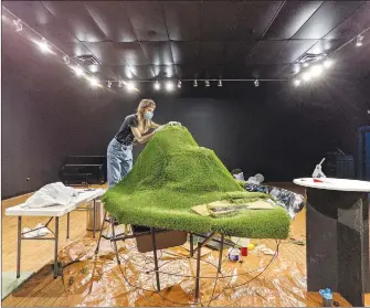  ?? (Courtesy Photo/Omar Bravo) ?? Sculptor Natalia Franco brings to life a piece of her imaginatio­n land of Goop World with her installati­on “Goop Chunk.” The piece will be the centerpiec­e of curator Omar Bravo's playful and quirky exhibition “(a)Typical Sanctuary.”
