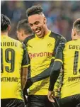  ?? Foto: dpa ?? Traf zweimal für den BVB: Pierre Emerick Aubameyang. Angreifer