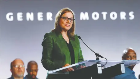  ?? PAUL SANCYA/THE ASSOCIATED PRESS FILES ?? GM chief executive Mary Barra is betting on investing in electric vehicles and the expansion of business lines that promise recurring revenue streams. She sees the new ventures as potentiall­y adding tens of billions to the company's future revenue.