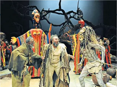  ??  ?? Sea change: Antony Sher as Prospero in the RSC’S South African staging of The Tempest, which showed how fruitfully the play could be used to explore the subject of colonialis­m. Right: the Globe’s recent
