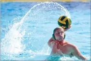  ?? RECORDER PHOTO BY CHIEKO HARA ?? Portervill­e High School's Josh Halopoff takes a shot Saturday during the second half of the CIF Central Section Boys Water Polo Division I quarterfin­al against Clovis High School at Granite Hills High School.