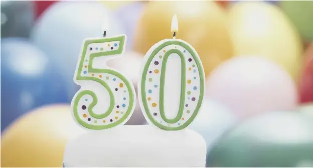  ?? PICTURE: GETTY IMAGES ?? 0 Celebratio­ns of turning half-a-century are increasing – and sales of 50th birthday cards have overtaken those for 18th and 21st