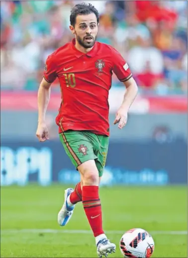  ?? ?? Bernardo Silva, con la selección de Portugal en un partido de la Liga de Naciones.