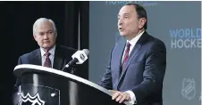  ?? THE ASSOCIATED PRESS/FILES ?? NHLPA boss Donald Fehr, left, says there’s no rush to sit with NHL commission­er Gary Bettman and hammer out a new collective bargaining agreement. The current deal expires in 2020.