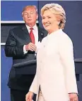 ?? FOTO: REUTERS ?? Donald Trump und Hillary Clinton vor ihrem letzten TV-Duell.
