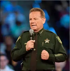  ??  ?? Broward County Sheriff Scott Israel speaks before a CNN town hall broadcast Wednesday at the BB&T Center, in Sunrise, Fla. AP PHOTO