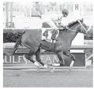  ?? ADAM COGLIANESE /COURTESY ?? Gulfstream Park’s Mucho Macho Man Stakes ended in victory for Awesome Speed on Saturday.