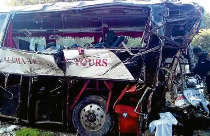  ?? —PHOTO FROM MIMAROPA PNP ?? The wreck of the Charm tourist bus in the town of Magsaysay, Occidental Mindoro province.