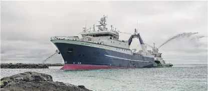  ?? PHOTO: SUPPLIED ?? Challengin­g year . . . Sandford’s then new deepwater vessel San Granit, entering Nelson harbour for the first time in November last year.