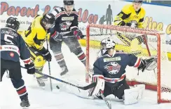  ?? Gw-images.com ?? Bez Hughes nets for the Widnes Wild in their 6-1 victory over the Altrincham Aces.