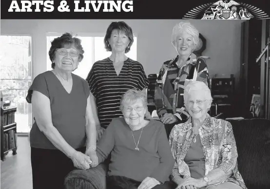  ?? LISA HORNAK/SAN DIEGO UNION-TRIBUNE ?? The Sisterhood of Boobless Wonders, a group of seven senior knitters, include Pat Hamada, 87, top row from left, Jan Rillie, 70, and K.J. Koljonen, 67; Pat Anderson, 89, bottom row left, and Pat Moller, 84.