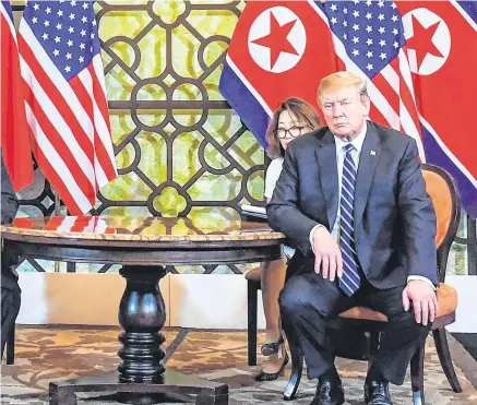  ?? PHOTO: GETTY ?? Stalemate: US President Donald Trump and North Korea’s Kim Jong-un face the media during the second US-North Korea summit in Hanoi.