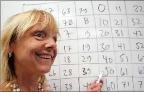  ?? Arkansas Democrat-Gazette/CELIA STOREY ?? Denise LeGrand says doing “recreation­al mathematic­s” like a magic square can be fun even if you never apply those mental skills to math.