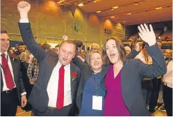  ?? Picture: SWNS. ?? Kezia celebrates the win in Edinburgh South for Scottish Labour candidate Ian Murray earlier this year.