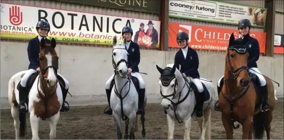  ??  ?? The DCW Open Equestrian Team; Ella Mulvey, Jessica Phelan, Naoise O’Neill and Casey Neville.