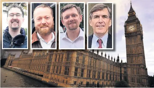  ??  ?? Macclesfie­ld’s candidates for the General Election are (inset from left): James Booth (Green Party); Neil Christian (Liberal Democrats): Neil Puttick (Labour) and David Rutley (Conservati­ve)