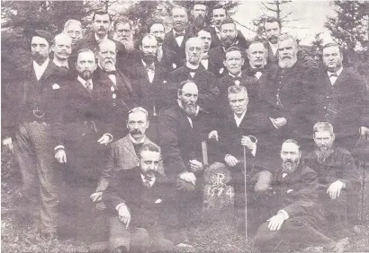  ??  ?? Mystery men Rutherglen Heritage Society want help in identifyin­g these town boundary inspectors from 1894