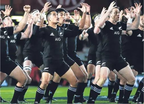  ?? Pictures: Getty Images. ?? Lions captain Sam Warburton, left, leads his players off after losing the opening Test match in Auckland; above: the All Blacks perform the haka before kick-off.