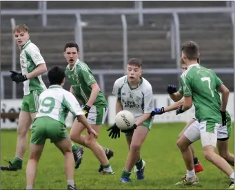  ??  ?? Cormac Kielty on the attack for Eastern Harps in the U16 final with St Molaise Gaels in Markievicz Park.