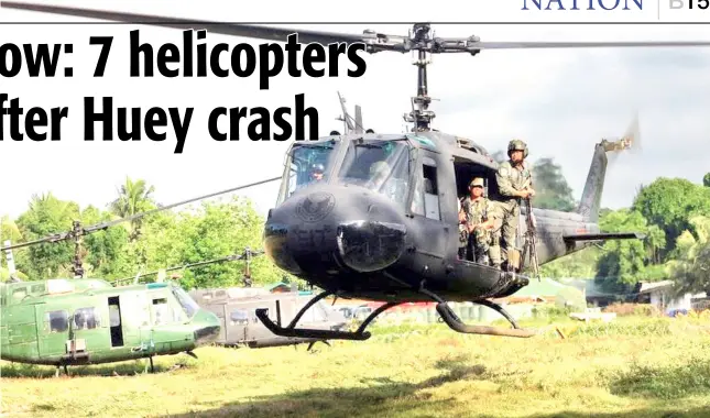  ?? PHOTOGRAPH COURTESY OF PAF ?? FILE photo of the Philippine Air Force UH-1H Huey utility helicopter with tail number 517 that crashed in Barangay Busdi in Impasug-ong, Bukidnon at about 2 p.m. on 16 January while on a resupply mission, killing all seven on board.