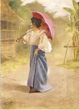  ?? ?? “Filipina with Red Parasol”: Fabián de la Rosa recalls the Filipino flag.