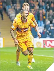  ??  ?? Lionel Ainsworth celebrates his goal.