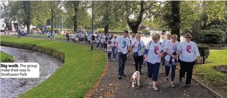  ??  ?? Big walk The group make their way in Strathaven Park