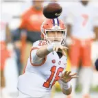  ?? BRIAN BLANCO/AP FILE ?? Clemson QB Trevor Lawrence has thrown for 2,753 yards and 22 touchdowns despite missing two games with COVID-19.