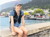  ?? PHOTO: JAMES ALLAN PHOTOGRAPH­Y ?? Home straight . . . Brooke Thomas, of Queenstown, takes a breather in the resort yesterday morning on her run from Cape Reinga to Bluff.