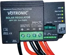  ??  ?? BELOW The two 160-watt solar panels have benefitted from a Votronic regulator.