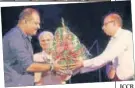  ?? ?? ICCR regional director Arvind felicitati­ng Shubdeep Raha