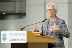  ?? — AFP ?? Internatio­nal Monetary Fund Managing Director Christine Lagarde attends a seminar in Tokyo, Japan.