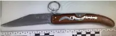  ?? (Israel Police) ?? POLICE DISPLAY the knife carried into the Old City by a would-be attacker last week.