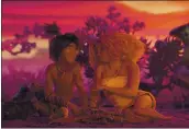  ?? DREAMVORKS ANIMATION ?? Guy, oiced by RyYn Reynolds, left, Ynd Eep Crood, oiced by EmmY Stone, in the YnimYted film “The Croods: A Net Age,” thich brought in $fl.fl million this teekend.