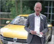  ?? PHOTO: BLOOMBERG ?? Klaus Bischoff, the head of design at Volkswagen, addresses journalist­s during a press day for the new Arteon car in Hannover, Germany, last month.