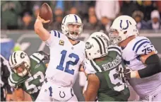  ?? ED MULHOLLAND, USA TODAY SPORTS ?? “Everybody plays through pain in the NFL. I’ve played through pain every year,” Colts quarterbac­k Andrew Luck says.