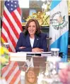  ?? /AFP ?? Kamala Harris, participa en una reunión bilateral virtual con el presidente guatemalte­co