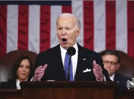  ?? SHAWN THEW — POOL VIA THE ASSOCIATED PRESS ?? President Joe Biden was primarily vibrant and forceful during his State of the Union address last week in Washington. He'll need to continue that during his campaign.