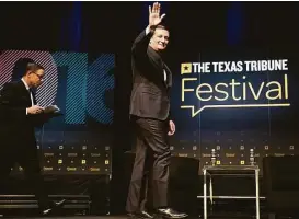  ?? Ralph Barrera / Austin American-Statesman ?? U.S. Sen. Ted Cruz appears Saturday at the Texas Tribune Festival in Austin to explain his surprise Friday endorsemen­t of Donald Trump.
