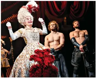  ??  ?? LET THEM EAT BEEFCAKE: Rebecca Trehearn’s Marie Antoinette-style Queen