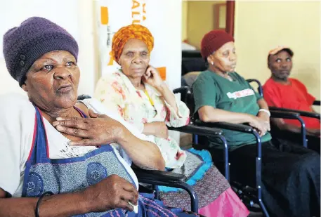  ?? Picture: DAVID RITCHIE ?? ANXIOUS: Residents Nodada Wonci, left, Delina Maqethuka, Nomtete Ziwele and Pasile Tshikana are worried about their future, after the Ithemba Community Old Age Home in Khayelitsh­a was told it has to shut down for non-compliance with fire safety...
