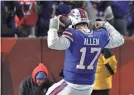  ?? MARK KONEZNY/USA TODAY SPORTS ?? Bills QB Josh Allen celebrates his TD run against the Steelers.